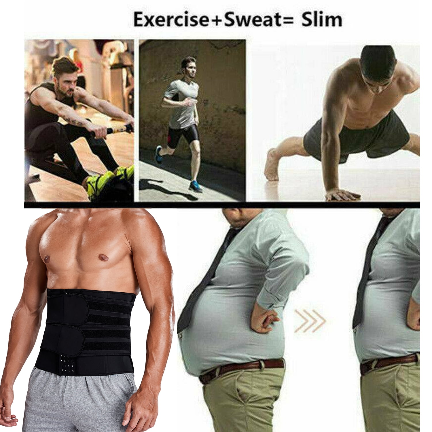COMFREE Men&Women's Sauna Waist Trainer Corsets Sweat Belt Neoprene for Weight  Loss Abdomen Body Shaper Trimmer Workout Sport Girdle 