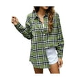thumbnail image 3 of Seyurigaoka Women Juniors Shacket Long Sleeve Loose Shirt, Plaid Blouse Single-breasted Tops, 3 of 7