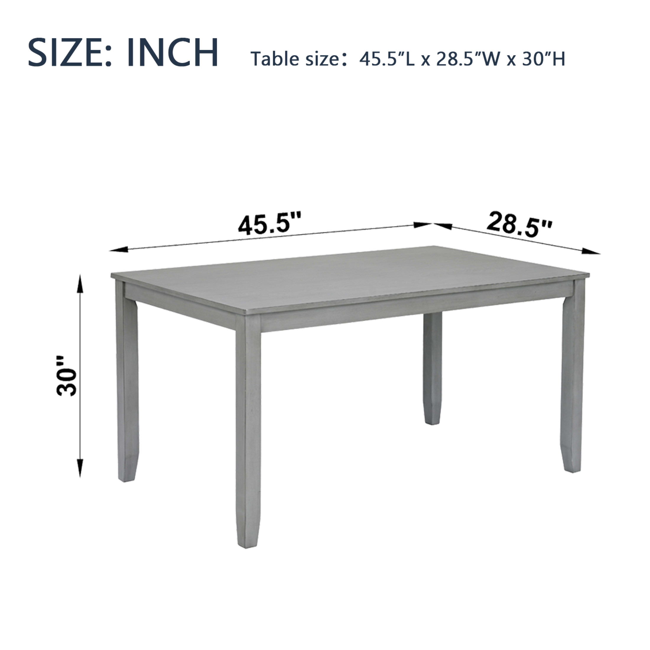 Noble House 5-Piece Farmhouse Dining Set, 45.5" Rectangular Wooden Table with Upholstered Chairs, Gray