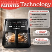 Gourmia 8 Qt Air Fryer, 8 Presets with Digital Display, FryForce 360° Technology, Easy View Window & Interior Light, Dishwasher Safe Basket, Black