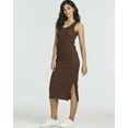 thumbnail image 2 of Real Essentials 3 Pack: Women's Ribbed Knit Sleeveless Crew Neck Tank Casual Midi Shift Dress with Slit, 2 of 6