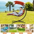 thumbnail image 4 of NiamVelo Hanging Chaise Lounger Chair Floating Arc Stand Air Porch Stand Hammock Patio Swing Chair with Built-in Pillow & Removable Canopy, Orange, 4 of 7