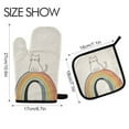 thumbnail image 2 of Yayeee Oven Mitts and Pot Holder Set of 2 Heat Resistant Kitchen Gloves Baking Hot Pad, White Cat Rainbow, 2 of 5