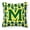 Green/Yellow, variant on Carolines Treasures  Letter M Football Green & Yellow Fabric Decorative Pillow - Green & Yellow - 14in. H x 3in. W x 14in. L