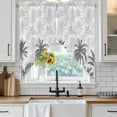 thumbnail image 4 of Palm Trees Kitchen Window Curtains, Swag Curtains Valance for Bedroom Living Room Bathroom, Black Grey Tropical Plants Summer Forest Rod Pocket Window Treatment Curtain Block Drapes 2 Panels 36"x63", 4 of 9