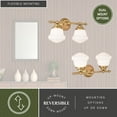 thumbnail image 4 of Huntley 2 Light LED Compatible Gold Brass Farmhouse Bathroom Vanity Wall Fixture White Schoolhouse Glass, 4 of 12