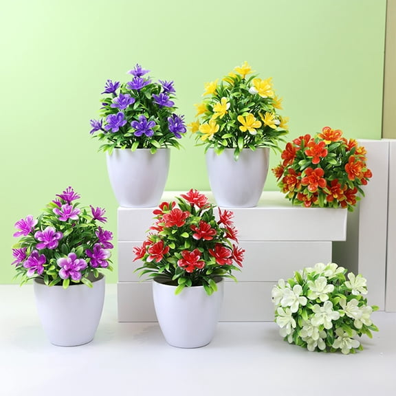 Artificial Potted Plants Faux Plum Bonsai with Realistic Leaves and Flowers for Indoor Home Garden Terrace Office Desk Decoration Topliu