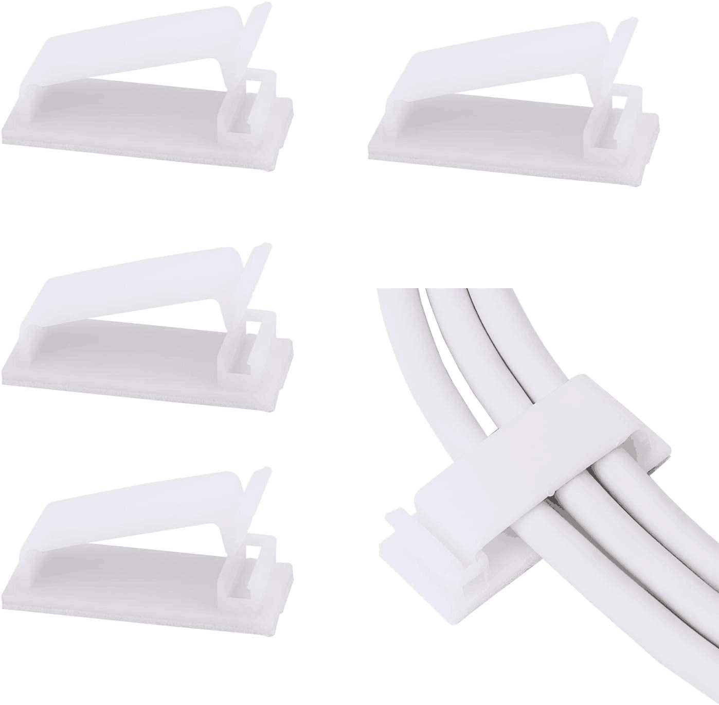 Cable Management, 50PCS Adhesive Wire Organizer Cable Clips for Ethernet Cables and Cable Management System for TV, PC, Laptop, Desk(White),JUN