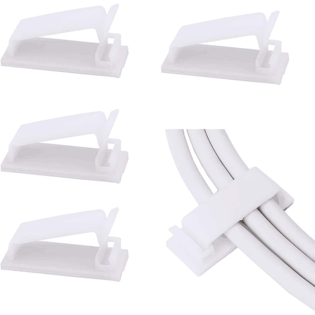 Cable Management, 50PCS Adhesive Wire Organizer Cable Clips for Ethernet Cables and Cable Management System for TV, PC, Laptop, Desk(White),JUN