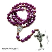 Vintage Rosary Catholic Prayer Beads Necklace Christ Jesus for Cross Pendant Necklace Beaded Religious Jewelry Gift