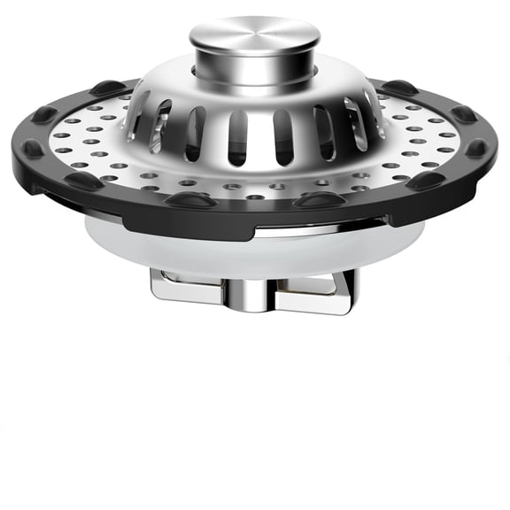 Universal Bathtub Drain Stopper Shower Drain Hair Catcher, Tub Stopper with Visible Top Strainer, Upgraded 3 in 1 Pop-up Drain Plug, Stainless Steel Filter Basket, Chrome