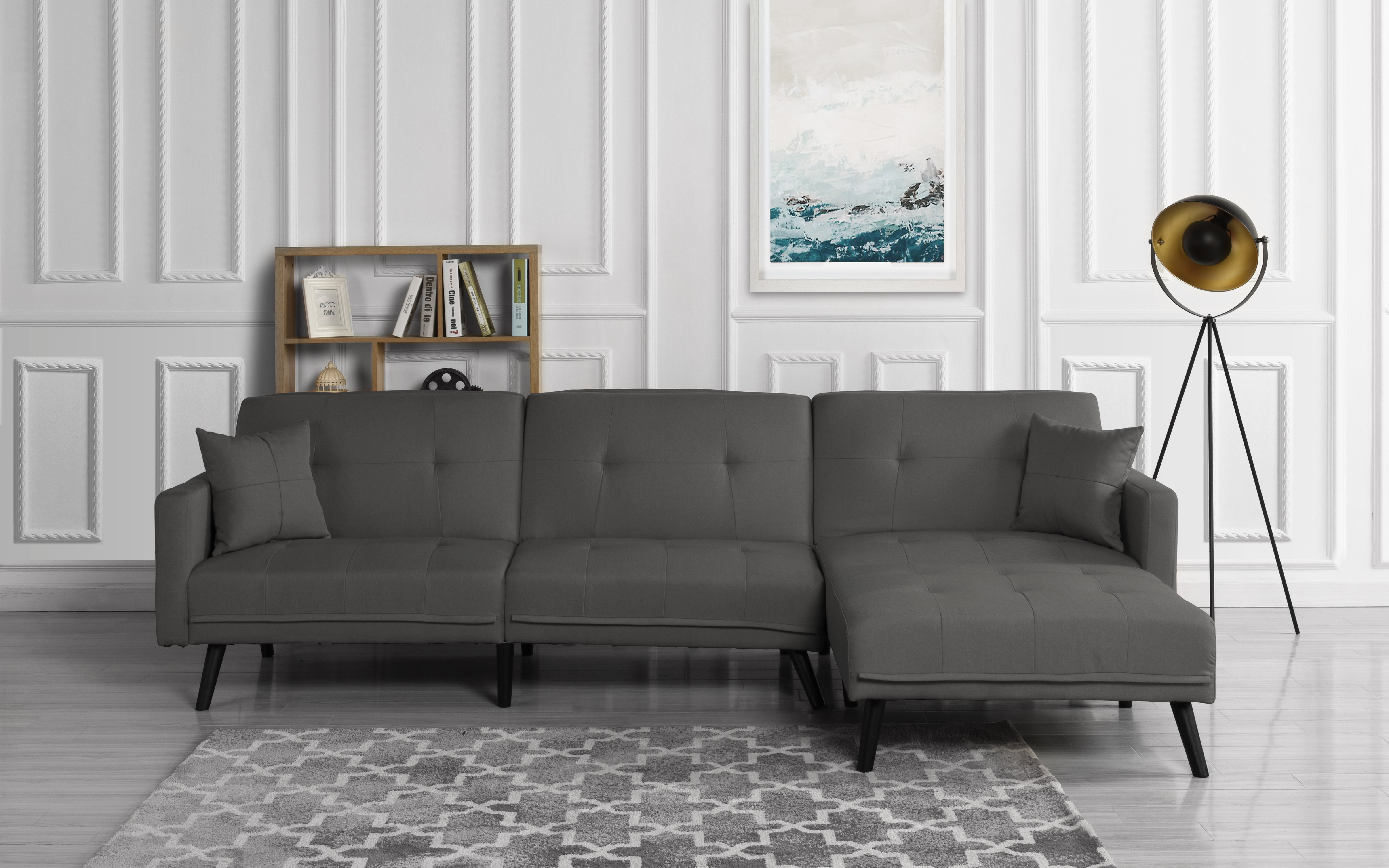 grey futon living room