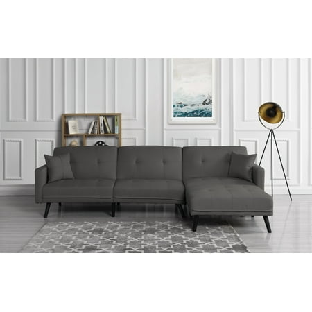 Modern Mid Century Linen Sofa Sleeper Futon Sofa Living Room L