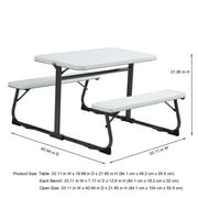 Mainstays Kids Folding Activity Table and Bench Set for Ages 3-8, White