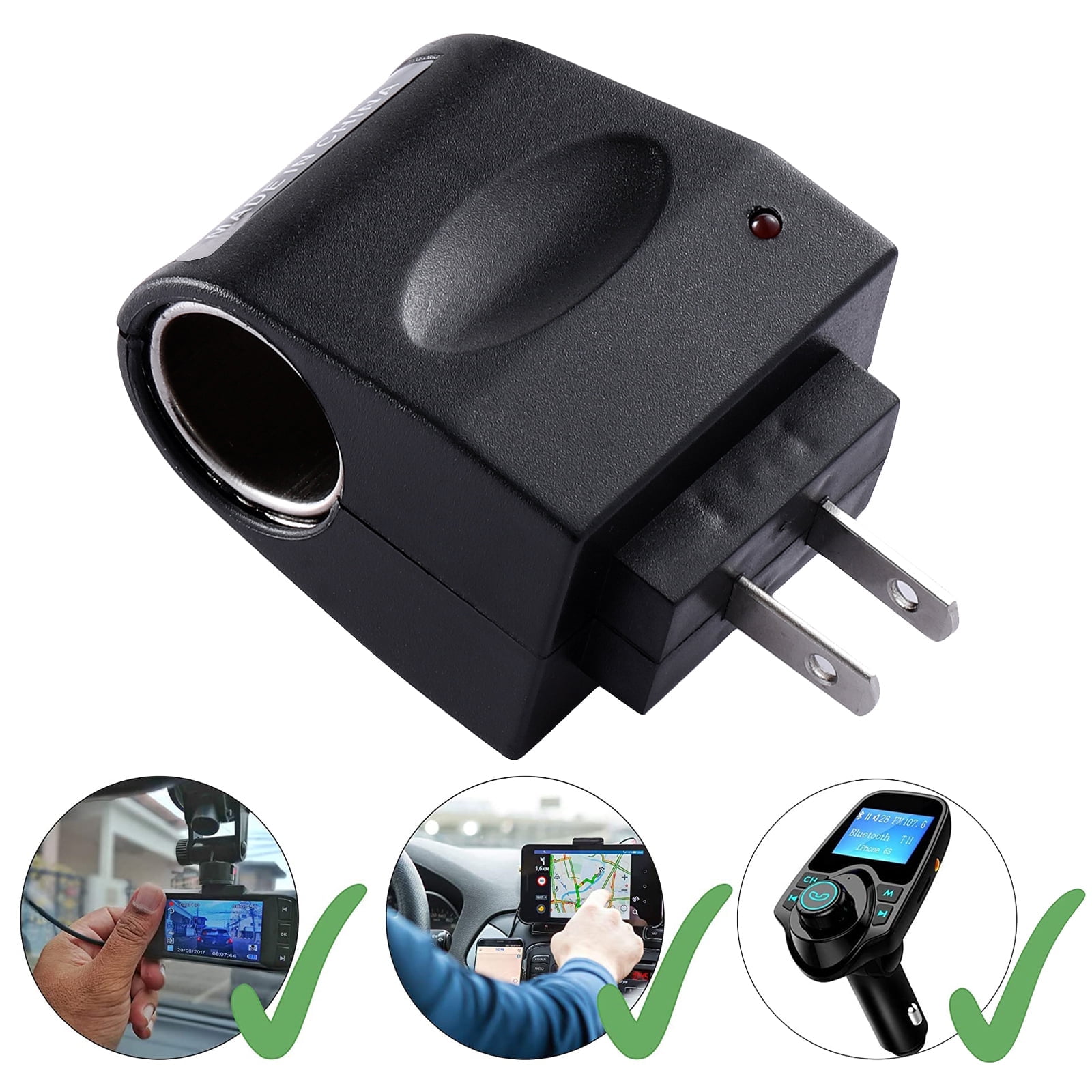 110V 220V AC Wall Plug To 12V DC Car Cigarette Lighter Converter Socket Adapter