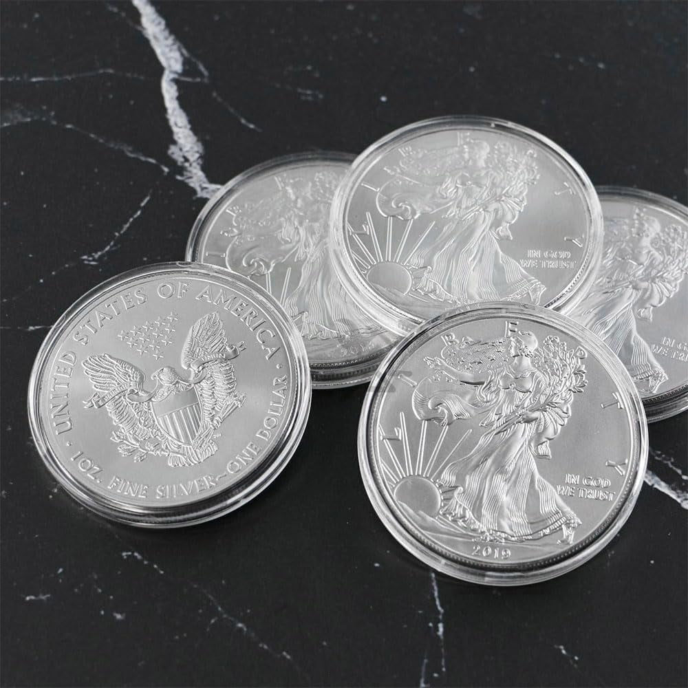 OnFireGuy 50pcs 40.6mm Direct Fit "H40" Coin Capsule Holders for 1oz Silver Eagle | Protective Coin Cases for 1oz Silver Eagle, Kangaroo, Libertad