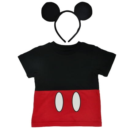 Toddler Boys Mickey Mouse Halloween Costume T-Shirt & Ears Headband 2-Piece