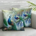 thumbnail image 3 of Orinice Peacocks Forest Waterfall Graphic Decorative Throw Pillow Cover Printed on Both Sides Spring Season Home Couch Living Room Sofa Bed 1PC 12x12in, 3 of 5