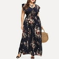 thumbnail image 2 of 2026 ! Clothes under $5 asdoklhq Womens Plus Size DressesPlus Size Summer V Neck Floral Print Boho Sleeveless Party Maxi Dress, 2 of 9