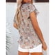 thumbnail image 3 of Blusas de mujer Casual Boho Estampado floral Cuello en V Manga corta Camisas sueltas elegantes Tops, 3 of 5
