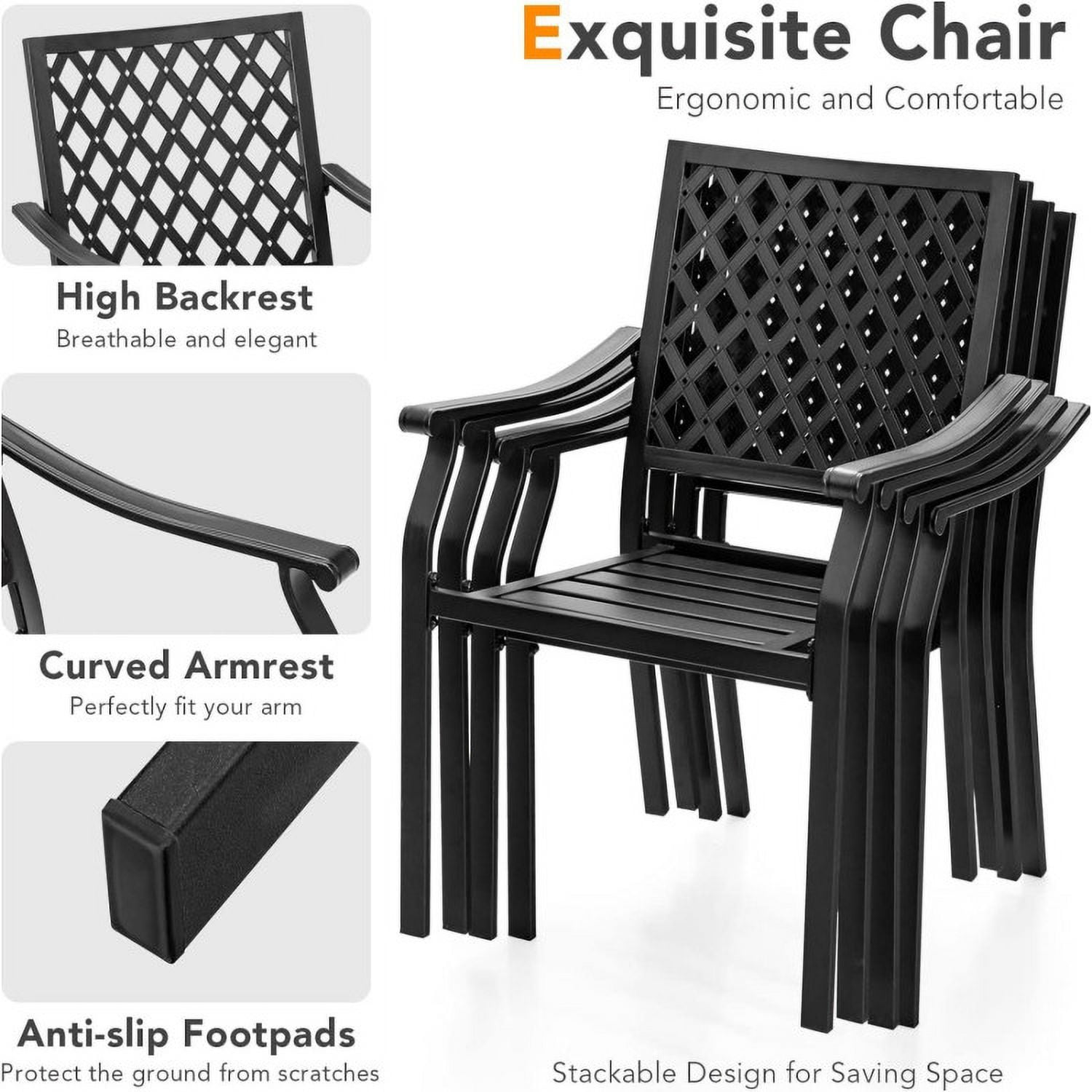 Aimee Lii Set of 2 Patio Dining Chairs with Curved Armrests and Reinforced Steel Frame, Outdoor Patio Set Aimee Lii Set of 2 Patio Dining Chairs with Curved Armrests and Reinforced Steel Frame, Outdoor Patio Set