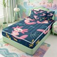 thumbnail image 2 of Manfei Kawaii Axolotl Zipper Twin Comforter Sets with Fitted Sheet and 2 Pillowcases,Cute Aniaml Salamander Zipper Bedding Set,Navy Blue Reversible,4pcs, 2 of 7