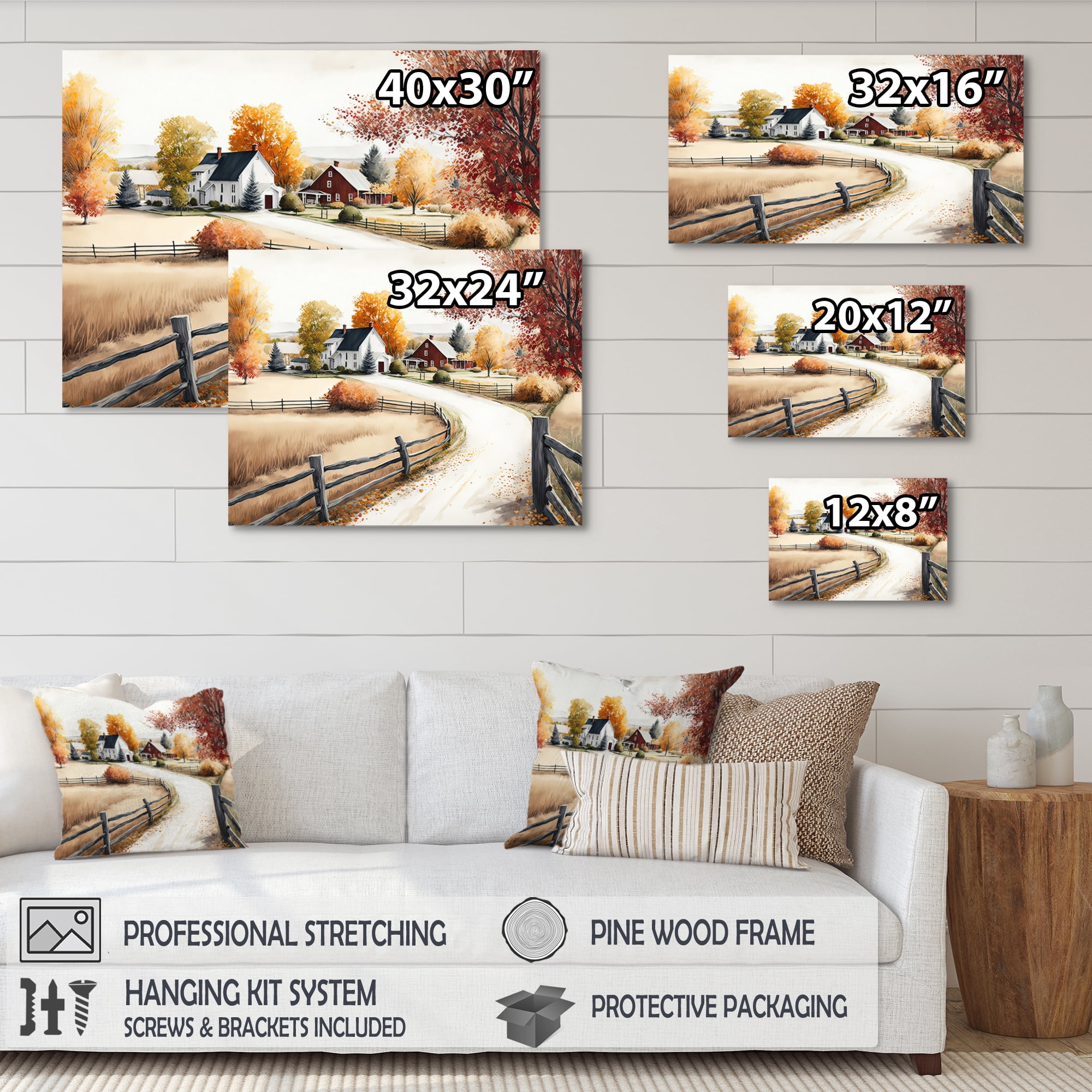 Designart Path To The Barn III Canvas Wall Art