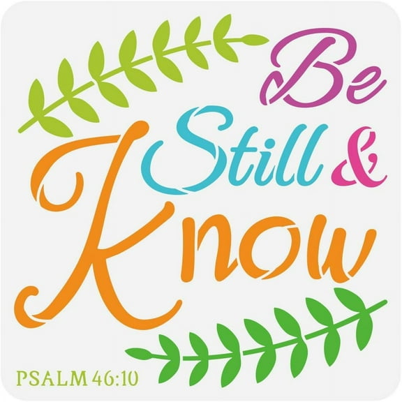 Be Still Know Painting Large Stencil 11.8x11.8" PET Creative Fonts Big Stencil Reusable Artistic Words with Plants Embellishments Wall Stencil Template for Scrapbook White