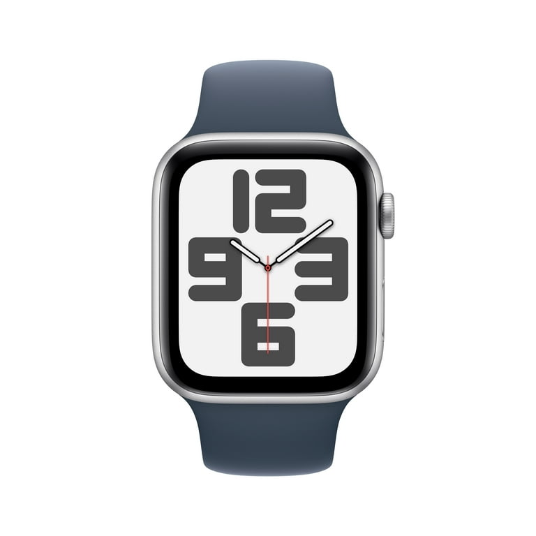 Apple Watch SE (2nd Gen) GPS + Cellular 44mm Silver Aluminum Case with  Storm Blue Sport Band - S/M. Fitness & Sleep Tracker, Crash Detection,  Heart 
