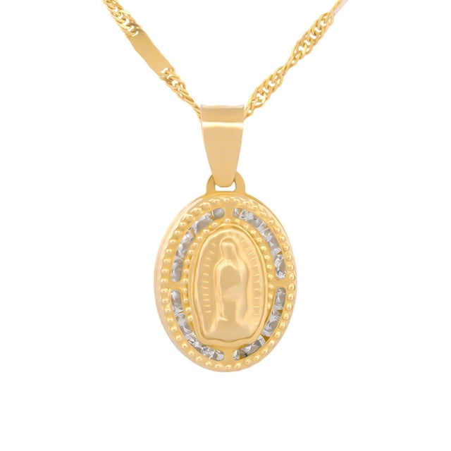 Cadena Con Medalla Virgen Bautizo ORO 10K SÓLIDO amarillo 00 Casa del Anillo