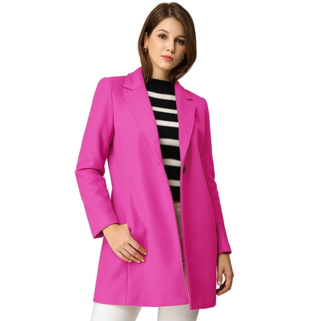INSPIRE CHIC Manteau Long Classique pour Femme à Revers Cranté, Manches Longues