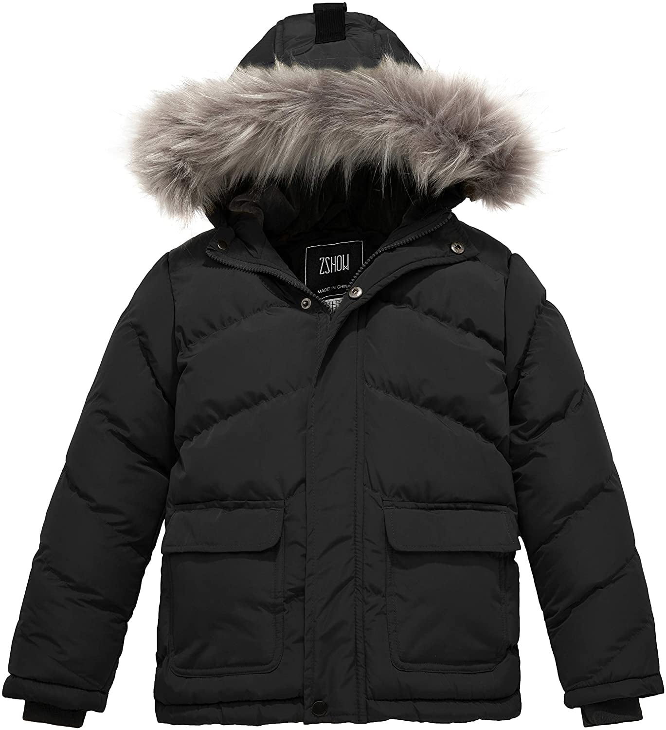 Boys' Puffer Jacket Warm Winter Coat Waterproof Hooded Outerwear ...