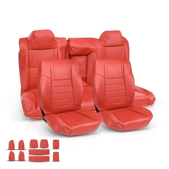 Full Set RED Seat Covers Replace Fit For 2011-2014 Dodge Challenger SE SXT RT