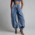 thumbnail image 3 of Xdegoge Women's High Waisted Harem Jeans Summer Zipper Front Denim Trousers Baggy Loose Vintage Pants Casual Streetwear for Daily, 3 of 5