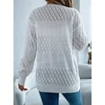 thumbnail image 5 of Crochet Cardigan for Women Long Sleeve Open Front Knit Oversized Cardigan Sweaters White L, 5 of 9