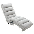 thumbnail image 4 of Modern Recliner Chaise Chair, Upholstered Linen Chaise Lounge Indoor Chair with Metal Legs and Side Pocket, Massage Long Lounger Lazy Sofa Chair with Backrest for Bedroom Living Room, Light Gray, 4 of 7