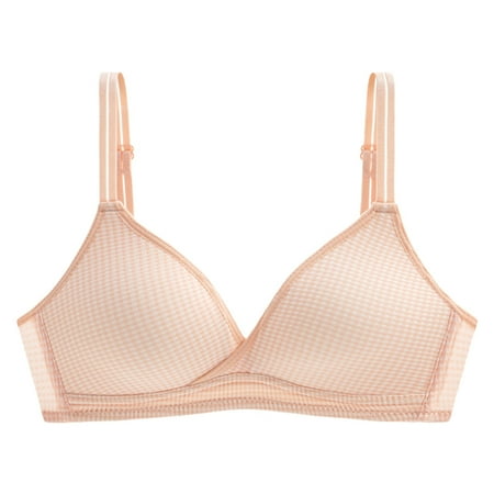 

Bra Women Sexy Simple Lattice Plaid Adjustable Shoulder Strap Underwire Underwear Bra Cotton no underwire sports bra Orange