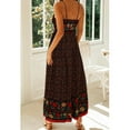 thumbnail image 4 of Women Cami Maxi Dresses Floral Boho Beach Long Dresses V Neck Summer Slip Dress Black S, 4 of 7