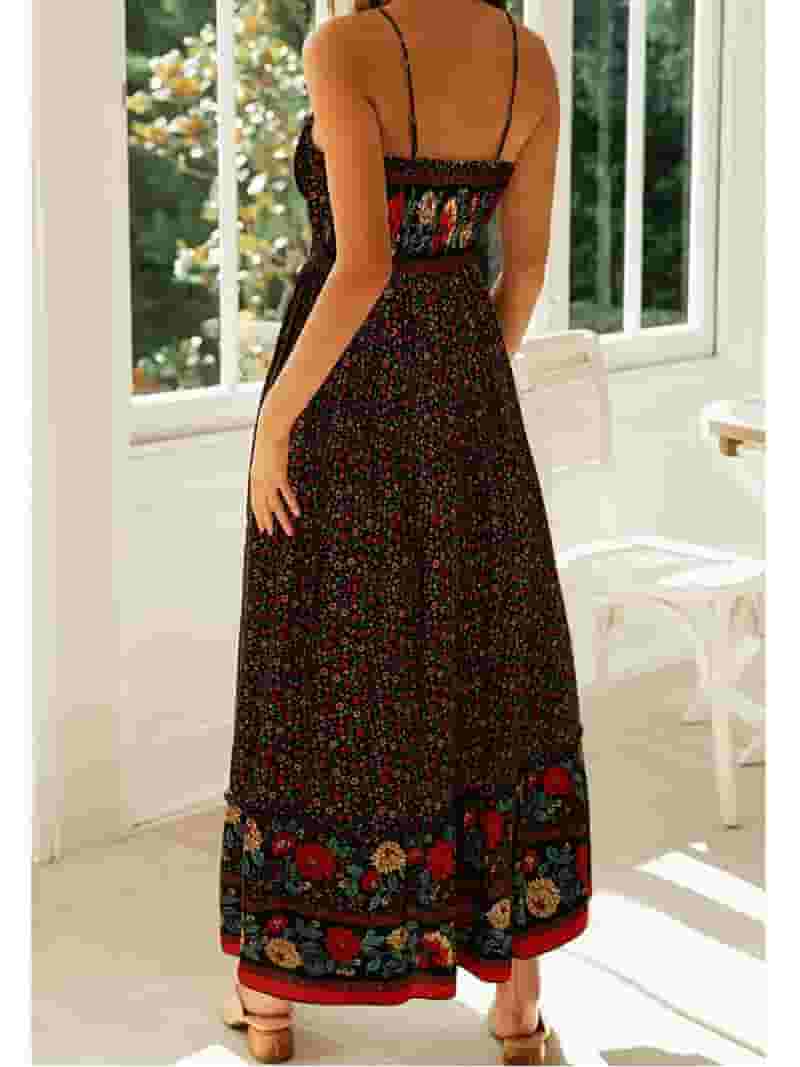 Women Cami Maxi Dresses Floral Boho Beach Long Dresses V Women Cami Maxi Dresses Floral Boho Beach Long Dresses V