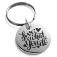 thumbnail image 1 of Stainless Steel Love What You Do Engraved Small Medallion Circle Charm Keychain Keyring, 1 of 1