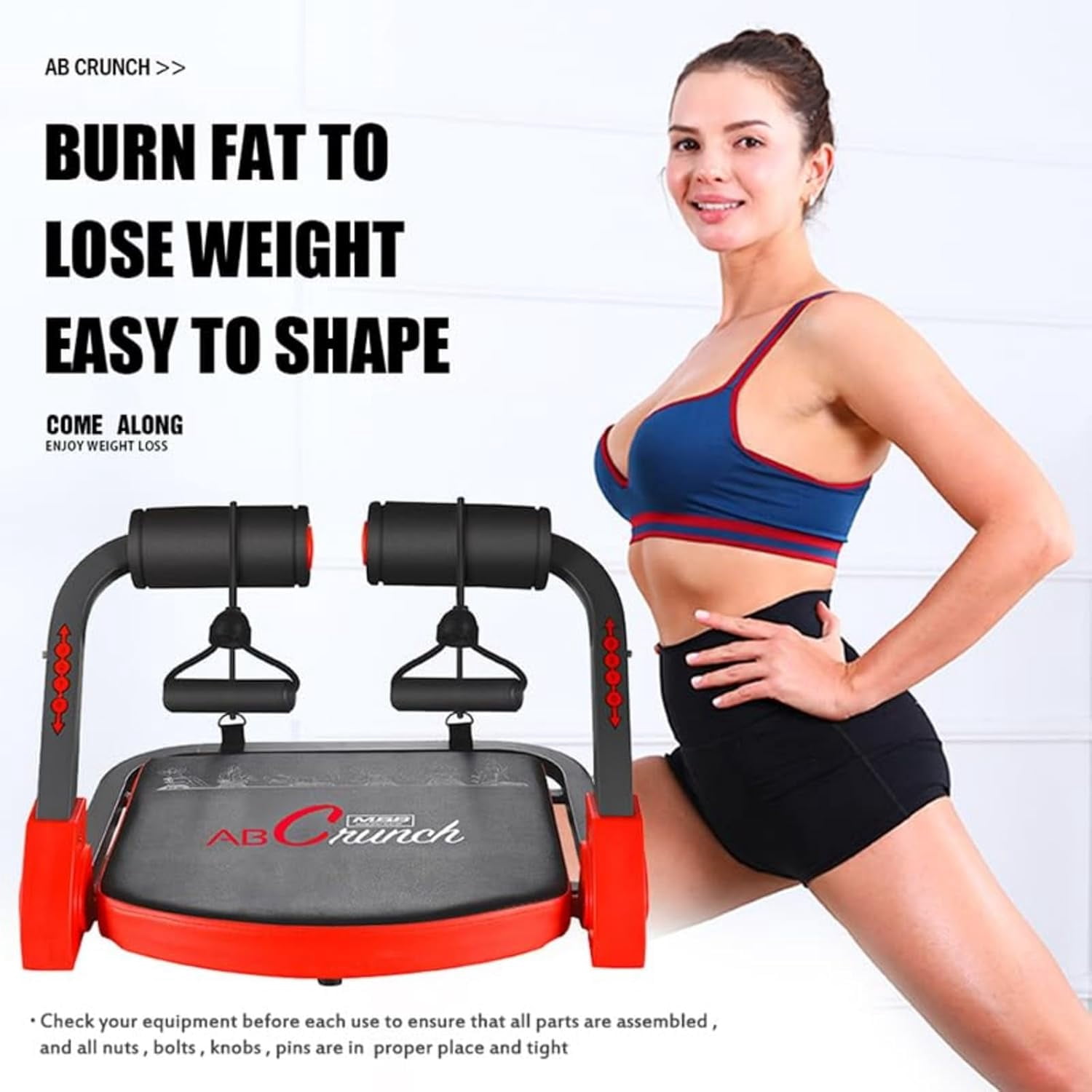 Ab Workout Equipment Sit Up Machine with Resistance Bands for Home Gym Core Trainer