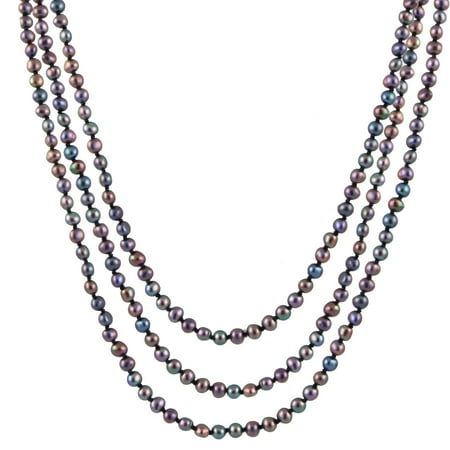 Double Strand Pearl - Handpicked A Quality Black Freshwater Cultured Pearl Strand Endless 80