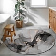 thumbnail image 3 of Round Rug 4Ft Washable Non-Slip, Black Gold Marble Circle Area Rugs for Living Room Bedroom, Vintage Abstract Geometric Gradient Indoor Floor Mats Carpet Runner for Home Decor Aesthetic, 3 of 8