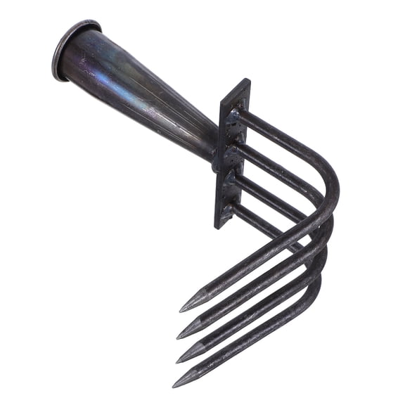 IBASETOY Grey Metal Garden Rake Head Replacement Ergonomic Hand Tool for Lawn Leaf Removal and Landscaping