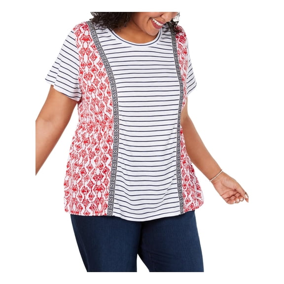 Style & Co. Womens Plus Embroidered Printed T-Shirt