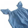 thumbnail image 4 of Baby Girls Rompers Lace Denim Vest Shorts Boat Neck Summer Dress for Age 1-5 Blue, 4 of 6