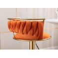thumbnail image 5 of Guyou Modern Swivel Bar Stools Set of 2, Velvet Adjustable Counter Height Barstools with Woven Curved Back and Golden Base, Kitchen Island Bar Chairs for Pub Kitchen Island Restaurant, Orange, 5 of 9
