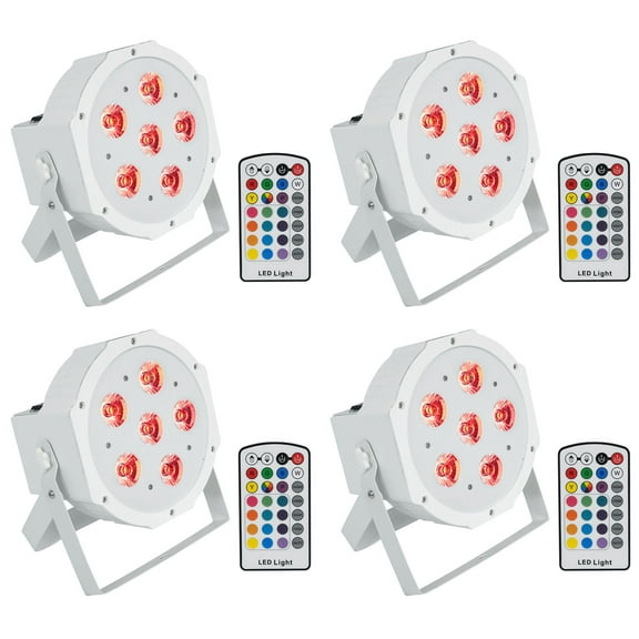 (4) Rockville BATTERY PAR 6RF White Rechargeable Wireless DMX Lights RF Remotes