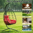 thumbnail image 5 of Egg Chair Outdoor with Stand,Indoor Outdoor Swing Chair for Single Person,Hanging Basket Hammock Chair for Bedroom Living Room Balcony,Red, 5 of 7