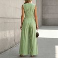 thumbnail image 5 of IUYRTFE Women Sleeveless Solid Color Jumpsuit Button Front Wide Leg Romper for Summer Vacation Daily Wear, 5 of 5